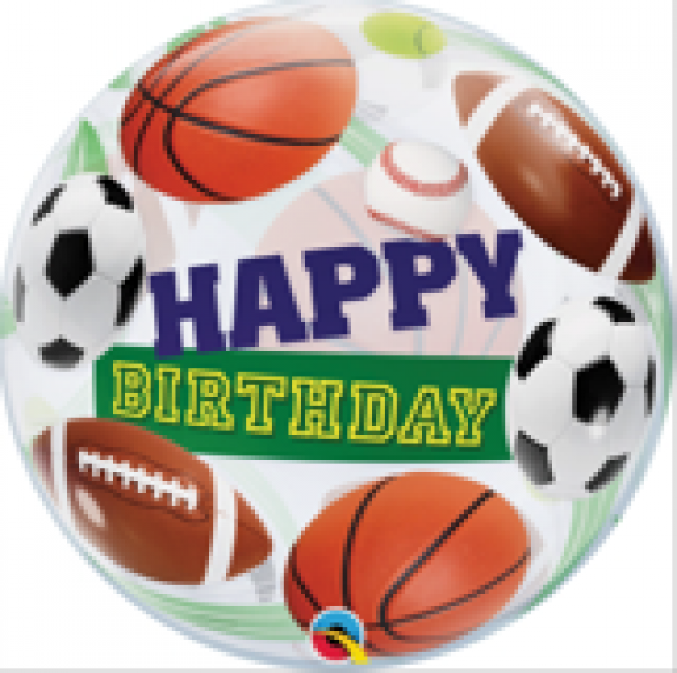 BUBBLES Happy Birthday Sports Balls - 22 inch