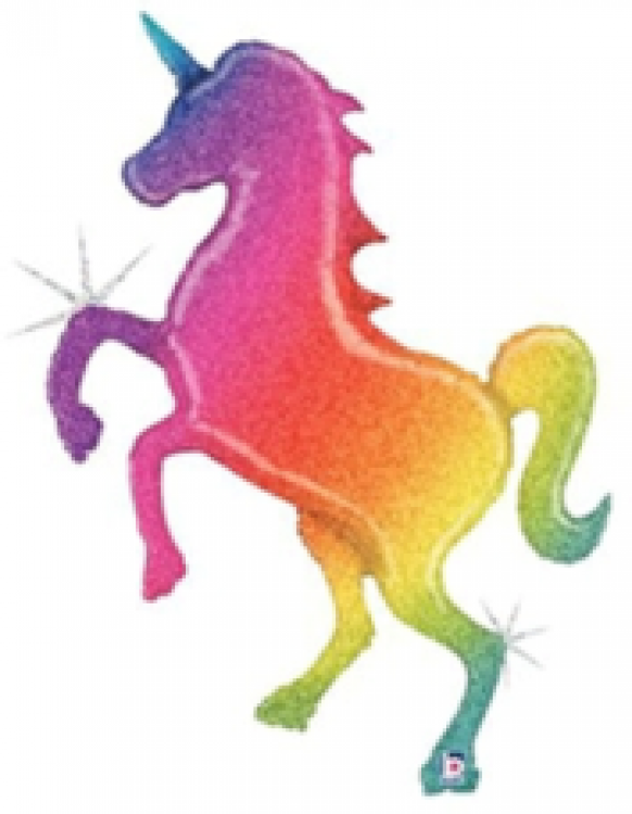 Glitter Rainbow Unicorn - 54 inch Holographic Foil Balloon