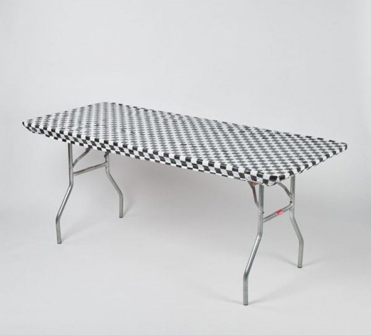 Black and White Checked 8' Table Kwik Cover