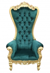 Throne Chair Emerald Green with gold trim
