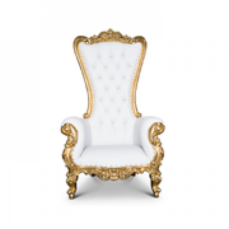 Throne Chair White with Gold trim