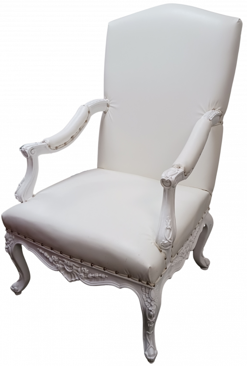 Padded chair White with White carved wood trim