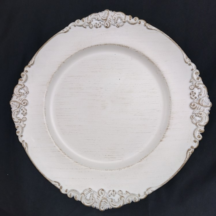 White Rustic Charger Plate White Rustic Charger Plate