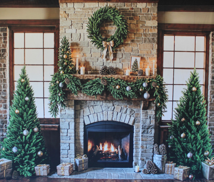 Christmas Greenery Fireplace Backdrop Christmas Greenery Fireplace Backdrop