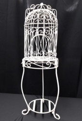 White Bird Cage and Stand w/ door White Bird Cage and Stand w/ door
