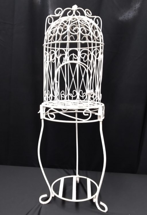 White Bird Cage and Stand w/ door White Bird Cage and Stand w/ door