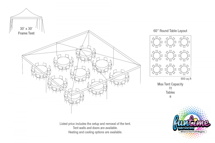 30x30 Tent w/ Seating Options 30x30 Tent w/ Seating Options
