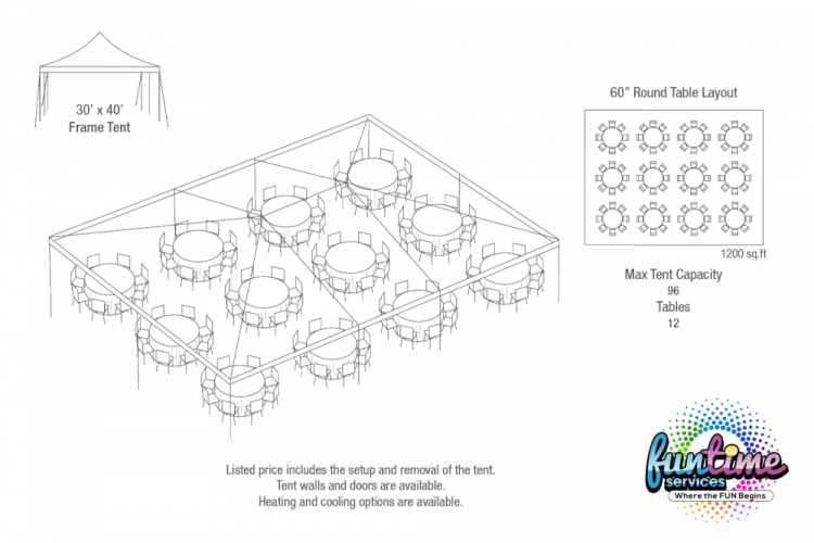 30x40 Tent w/ Seating Options 30x40 Tent w/ Seating Options