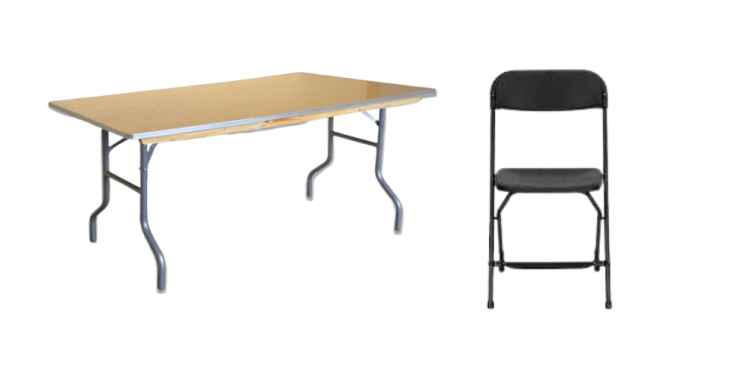 Black Folding Chair & 6 ft Table Seating Package Black Folding Chair & 6 ft Table Seating Package