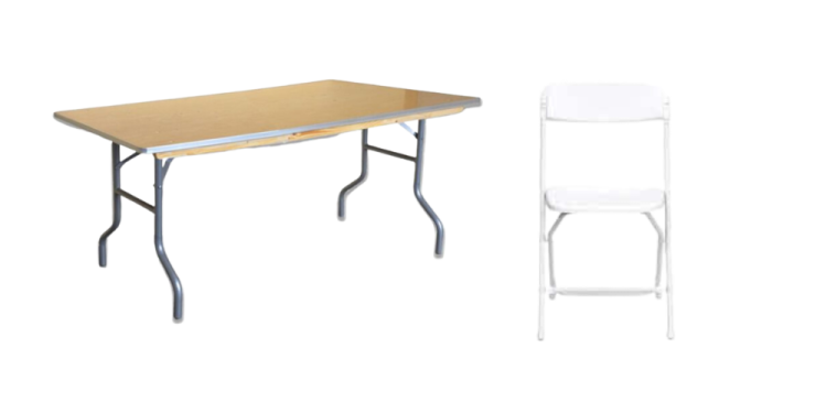 White Folding Chair & 6 ft Table Seating Package White Folding Chair & 6 ft Table Seating Package