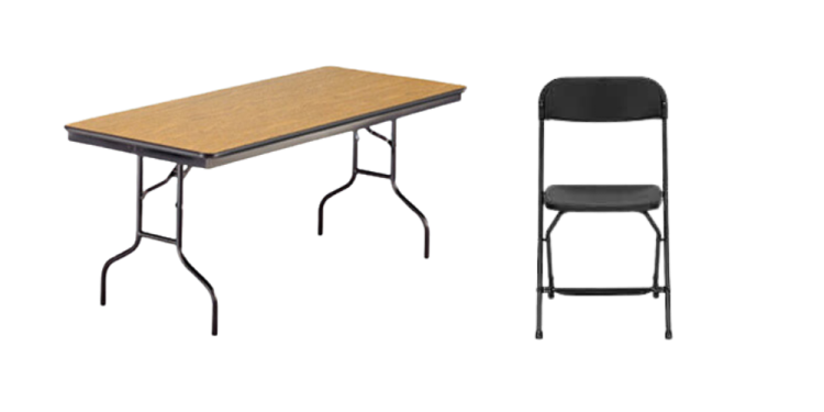 Black Folding Chair & 8 ft Table Seating Package Black Folding Chair & 8 ft Table Seating Package