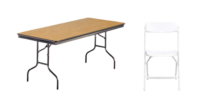 White Folding Chair & 8 ft Table Seating Package White Folding Chair & 8 ft Table Seating Package