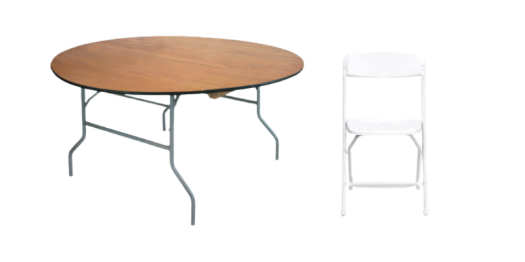White Folding Chair & 60 in Round Table Seating Package White Folding Chair & 60 in Round Table Seating Package