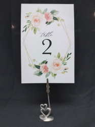 Silver Double Heart Table Number Holder Clip