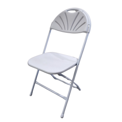 Fan Back Chair White and Chrome