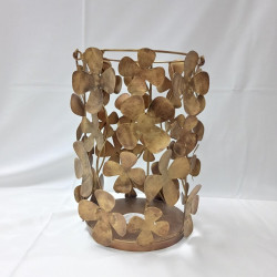 Gold & Brown Metal Flower Bucket