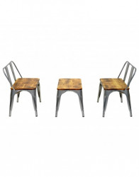 Metal and Wood Bench Set