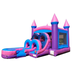 Pastel Castle Slide And Bounce Combo Waterslide