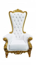 Throne Chair White with Gold trim