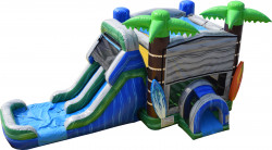 Tropical Double Lane Slide And Bounce Combo